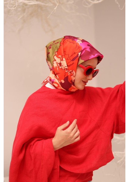 Tivil Ipek Eşarp IST11437-33 Turuncu Karışık Desen fırsatları