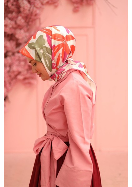 Tivil Ipek Eşarp IST11439-16 Nar Çiçeği, Fuşya, Bebe Mavi, Yeşil