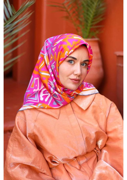 Tivil Ipek Eşarp IST11427-24 Parlak Turuncu, Fuşya, Çelik Mavi,