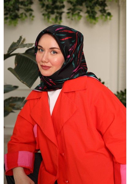 Tivil Ipek Eşarp IST11432-77 Siyah, Pembe, Kırmızı, Yeşil