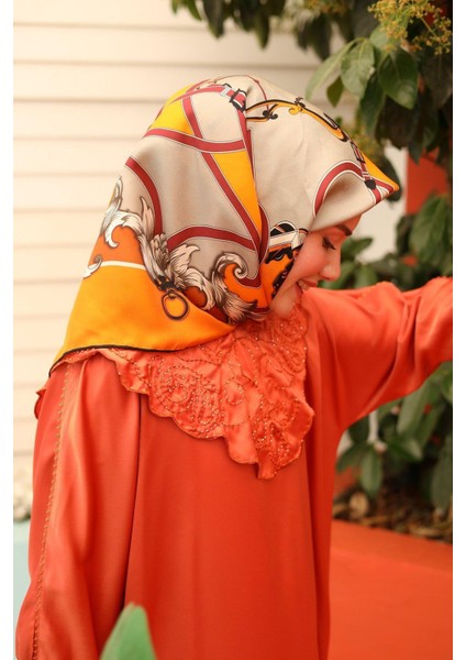 Tivil Ipek Eşarp IST11436-17 Turuncu, Taba, Beyaz,bordo, Gri, Siyah Karışık Desen fiyatları