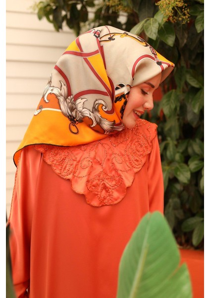 Tivil Ipek Eşarp IST11436-17 Turuncu, Taba, Beyaz,bordo, Gri, Siyah Karışık Desen modelleri