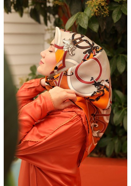 Tivil Ipek Eşarp IST11436-17 Turuncu, Taba, Beyaz,bordo, Gri, Siyah Karışık Desen fırsatları