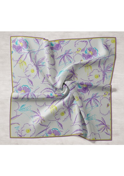 Krem Desenli Tivil Ipek Eşarp IST11433-37