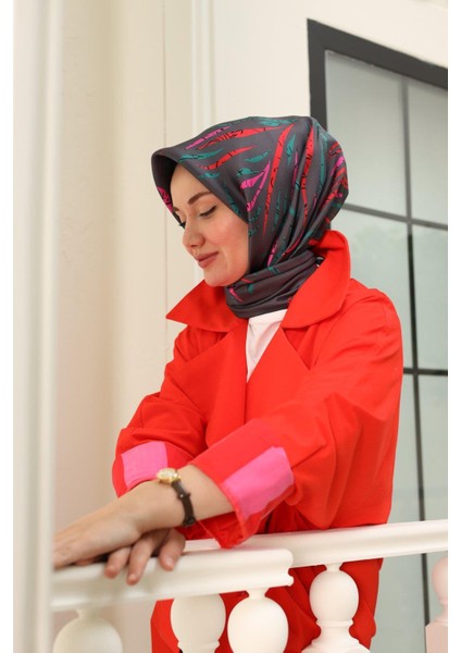 Kırmızı Pembe Desenli Tivil Ipek Eşarp IST11432-78 modelleri