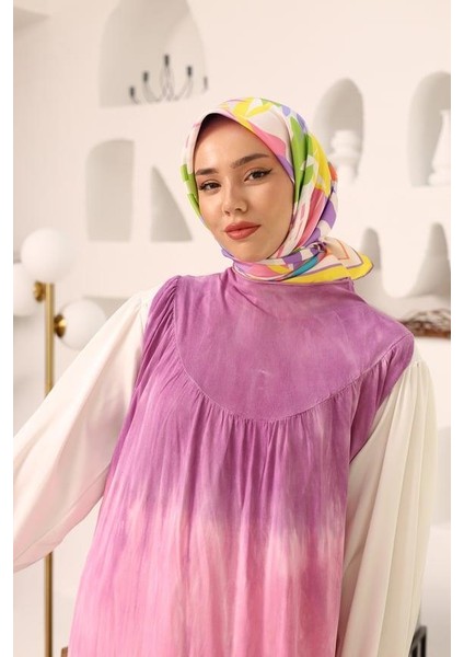 Sarı Yaprak Desen Tivil Ipek Eşarp IST11406-36