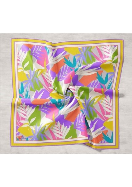 Sarı Yaprak Desen Tivil Ipek Eşarp IST11406-36 modelleri