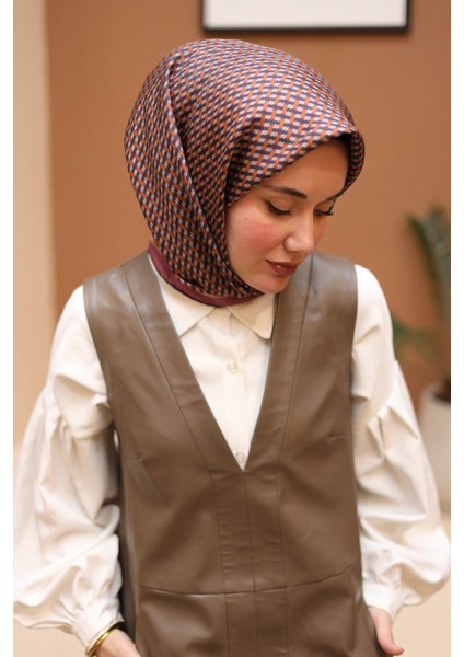 Taba-Antrasit Geometrik Desenli Tivil Ipek Eşarp IST11421-35 modelleri