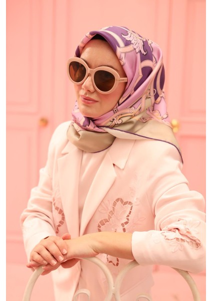 Tivil Ipek Eşarp IST11436-25 Mor, Su Yeşili, Bej Yeşil, Pembe, Leylak Karışık Desen