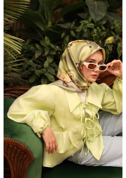 Tivil Ipek Eşarp IST11436-14 Yeşil Karışık Desen