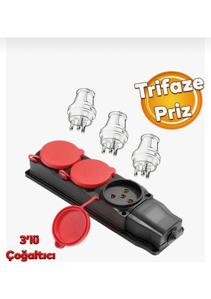 Üçlü Trifaze Kauçuk Grup Priz
