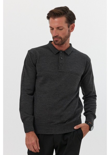 Erkek Standart Fit Gömlek Polo Yaka Cepli Triko Kazak modelleri