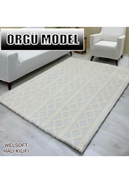 Örgü Model Welsoft Lastikli Halı Örtüsü
