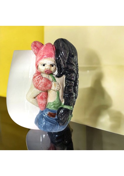 3D Kabartma El Emeği Göz Nuru Anne Bebek Seramik KUPA BARDAK 400 ml