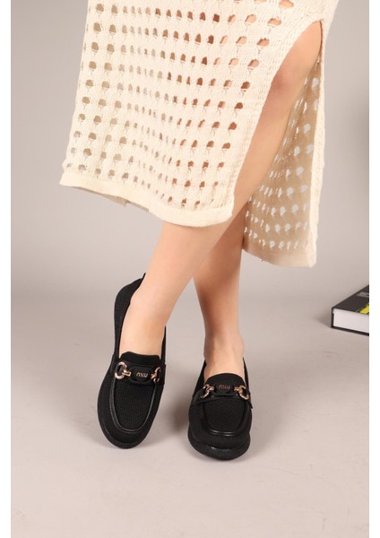 Minty Önü Tokalı Triko Babet Siyah fiyatları