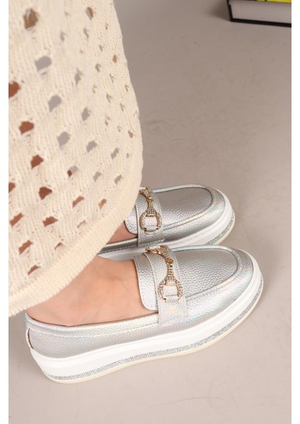 Garazi Kalın Taban Loafer Gümüş modelleri