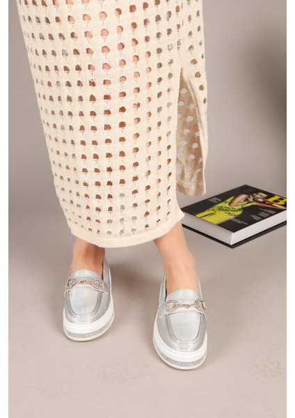 Garazi Kalın Taban Loafer Gümüş fırsatları