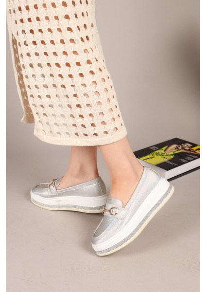 Garazi Kalın Taban Loafer Gümüş indirimleri