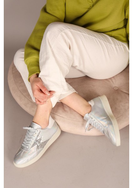 Marta Hologram Bağcıklı Sneakers Gümüş
