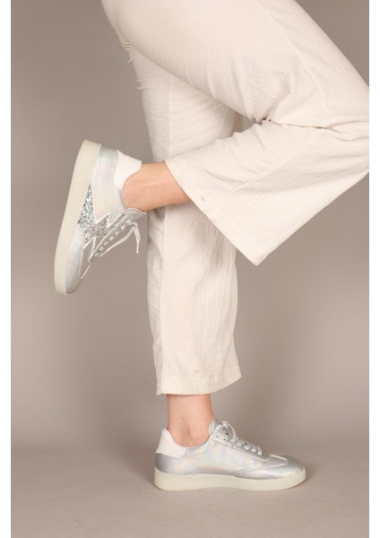 Marta Hologram Bağcıklı Sneakers Gümüş