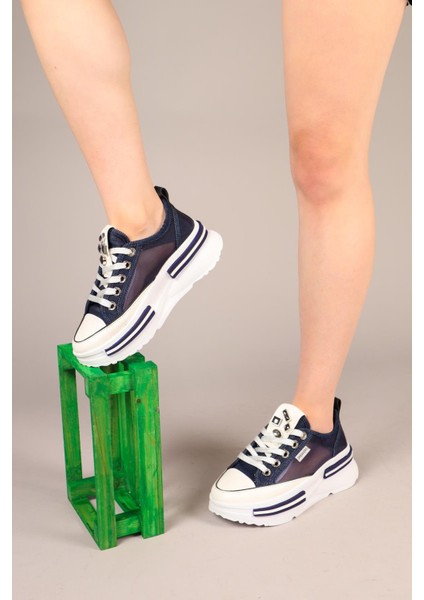 Joyse Tül Detaylı Keten Sneakers Lacivert