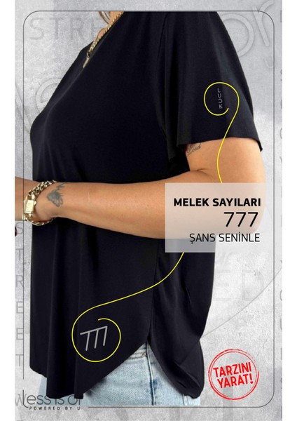 Kişiye Özel Bisiklet Yaka Siyah Basic Tshirt " Melek Sayılarını Seç"