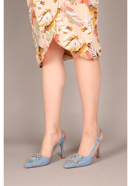 Sandy Taşlı Kot Topuklu Ayakkabı Mavi indirimleri