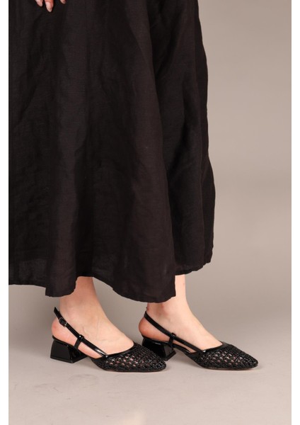 Aurora Alçak Topuklu Örgü Stiletto Siyah fiyatları