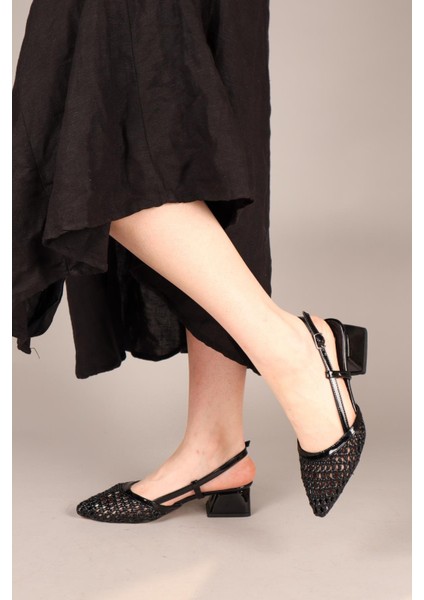 Aurora Alçak Topuklu Örgü Stiletto Siyah modelleri