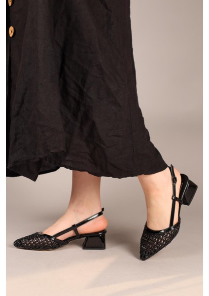 Aurora Alçak Topuklu Örgü Stiletto Siyah indirimleri