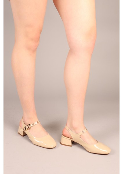 Lushy Kemerli Alçak Topuklu Ayakkabı Nut