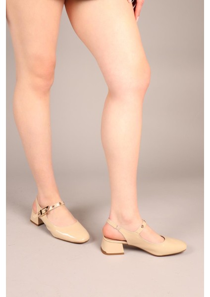 Lushy Kemerli Alçak Topuklu Ayakkabı Nut