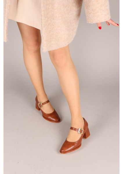 MATMAZEL Tek Bantlı Topuklu Ayakkabı TABA modelleri