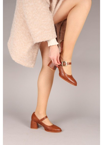 MATMAZEL Tek Bantlı Topuklu Ayakkabı TABA fırsatları