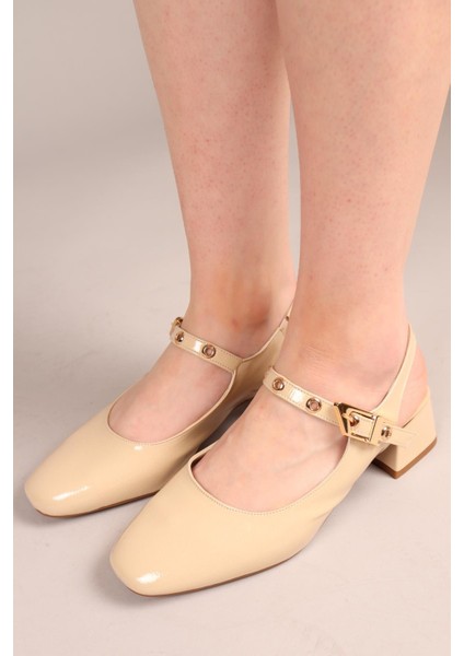 Lushy Kemerli Alçak Topuklu Ayakkabı Nut
