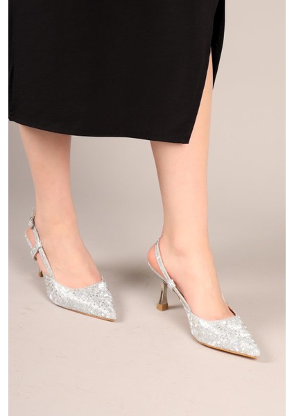 Saphire Kare Dokulu Stiletto Gümüş