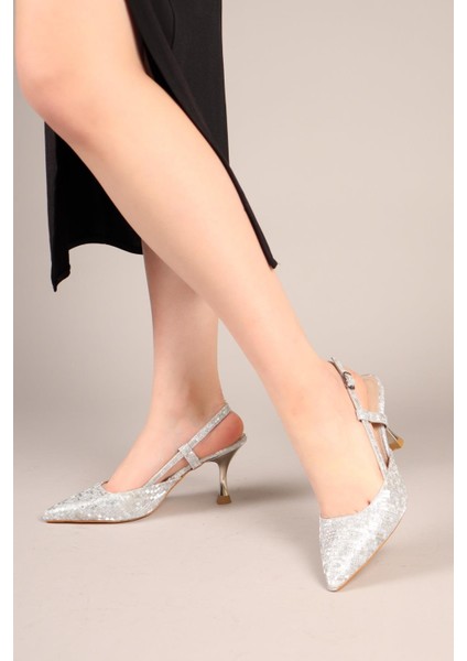Saphire Kare Dokulu Stiletto Gümüş