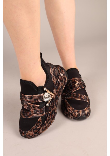 ASTER Taş Tokalı Strech Garnili Spor Ayakkabı LEOPAR