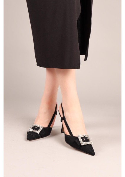 Sandy Taşlı Kot Topuklu Ayakkabı Siyah fırsatları