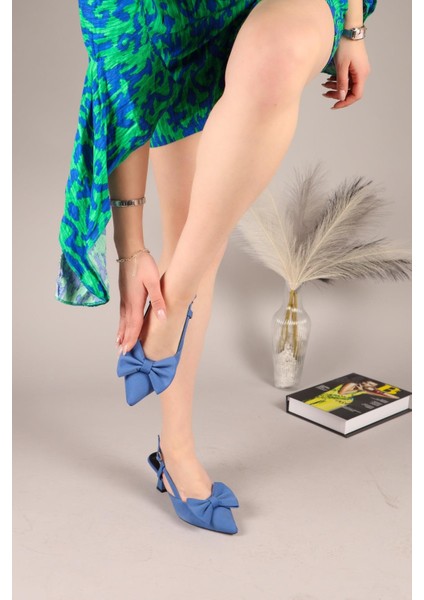 Emma Fiyonklu Stiletto Saks Mavisi