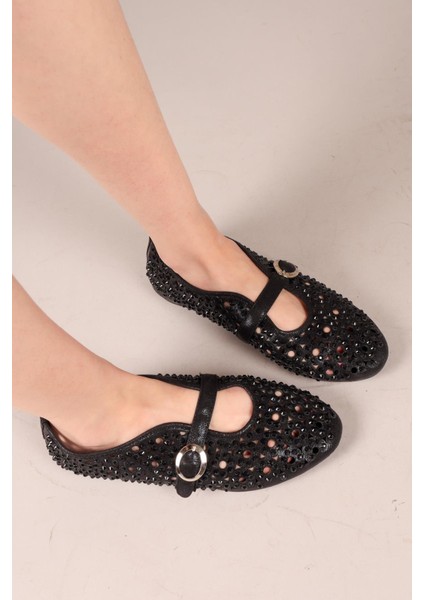 Mirage Lazerli Taşlı Babet Siyah indirimleri