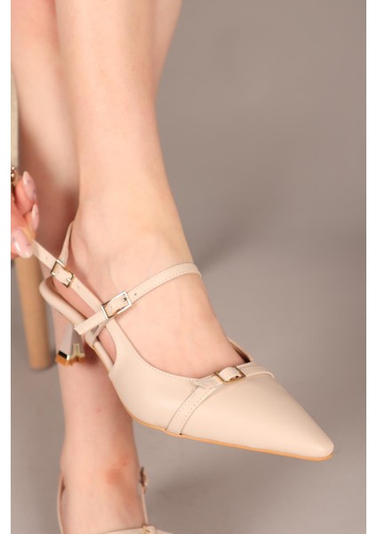 Snugly Tokalı Alçak Topuklu Stiletto Bej fırsatları