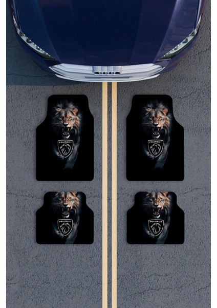 Modern Dijital Baskı Siyah Aslan Peugeot Logo Universal Araba Paspası, Oto Paspas