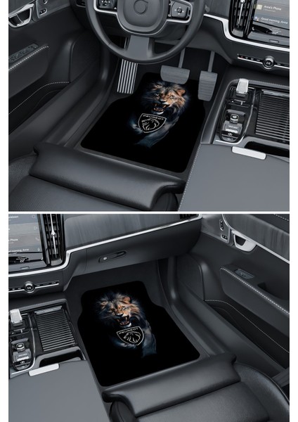 Modern Dijital Baskı Siyah Aslan Peugeot Logo Universal Araba Paspası, Oto Paspas modelleri