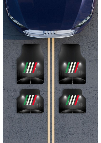 Modern Dijital Baskı Siyah Yol Fiat Logo Universal Araba Paspası, Oto Paspas