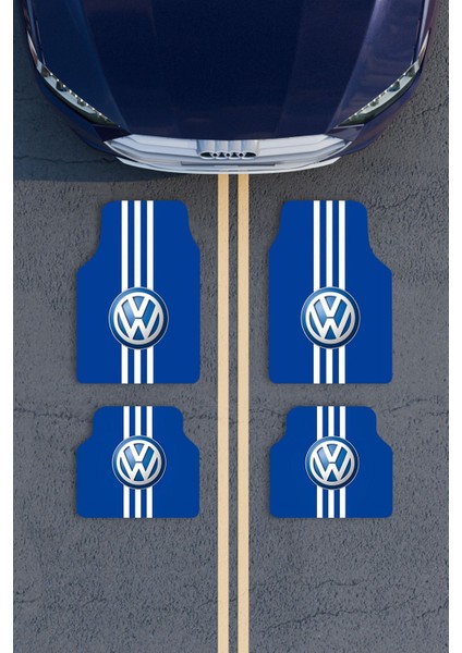 Modern Dijital Baskı Mavi Volkswagen Logo Universal Araba Paspası, Oto Paspas