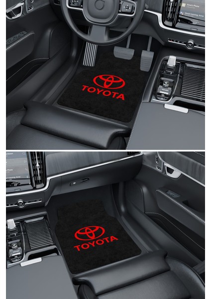 Modern Dijital Baskı Siyah, Kırmızı Toyota Logo Universal Araba Paspası, Oto Paspas modelleri