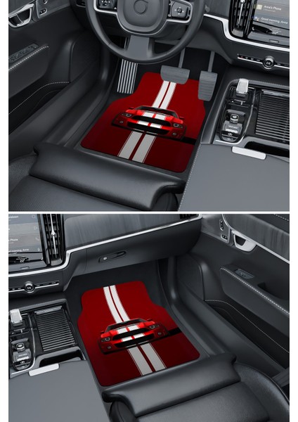 Modern Dijital Baskı Kırmızı Beyaz Şerili Car Universal Araba Paspası, Oto Paspas modelleri