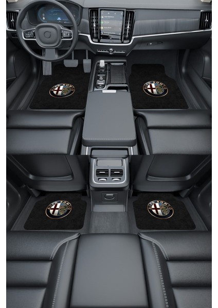 Modern Dijital Baskı Siyah Alfaromeo Logo Universal Oto Paspas, Araba Paspası fiyatları