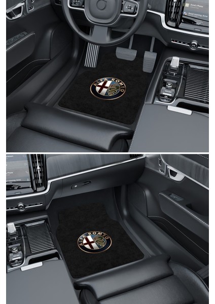 Modern Dijital Baskı Siyah Alfaromeo Logo Universal Oto Paspas, Araba Paspası modelleri